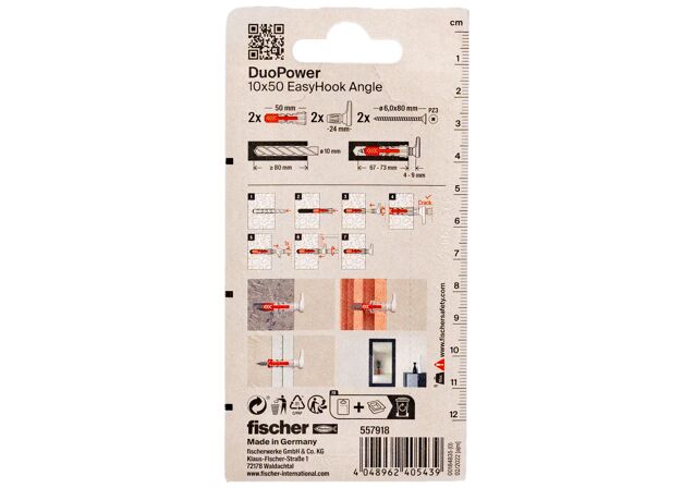 Packaging: "fischer EasyHook pravouhlý háčik - DuoPower 10x50"
