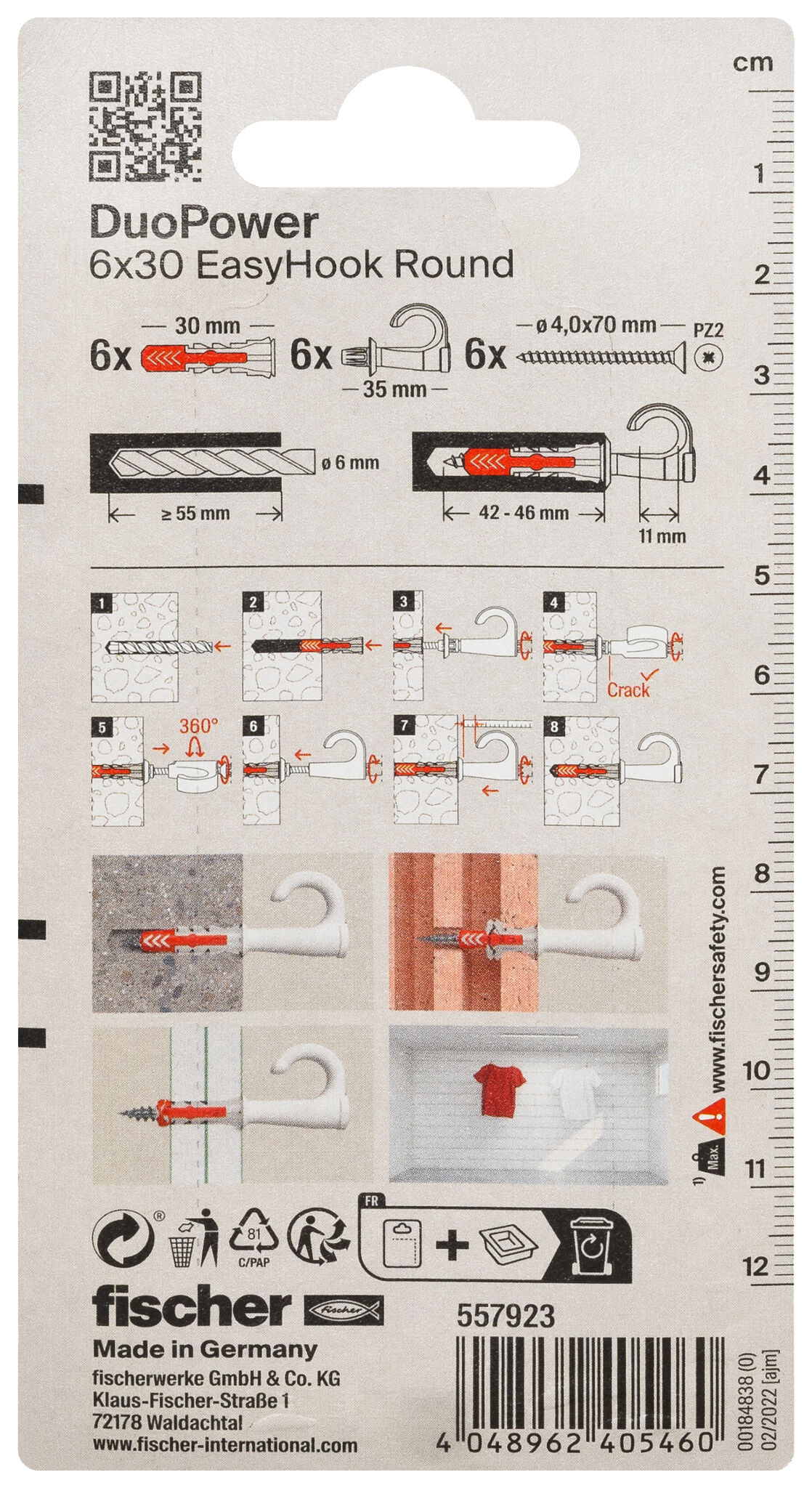 Verpackung: "fischer EasyHook Round DuoPower 6 x 30 CCW"