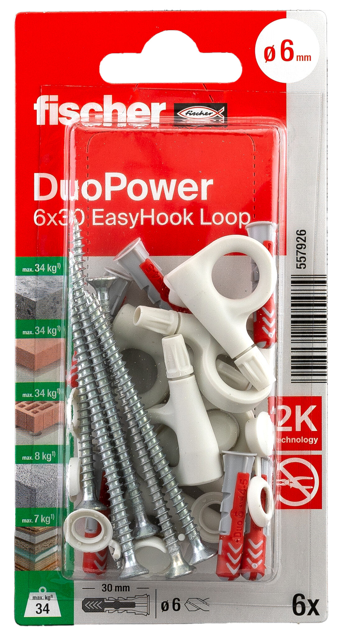 Verpackung: "fischer EasyHook Loop DuoPower 6 x 30 CCW"