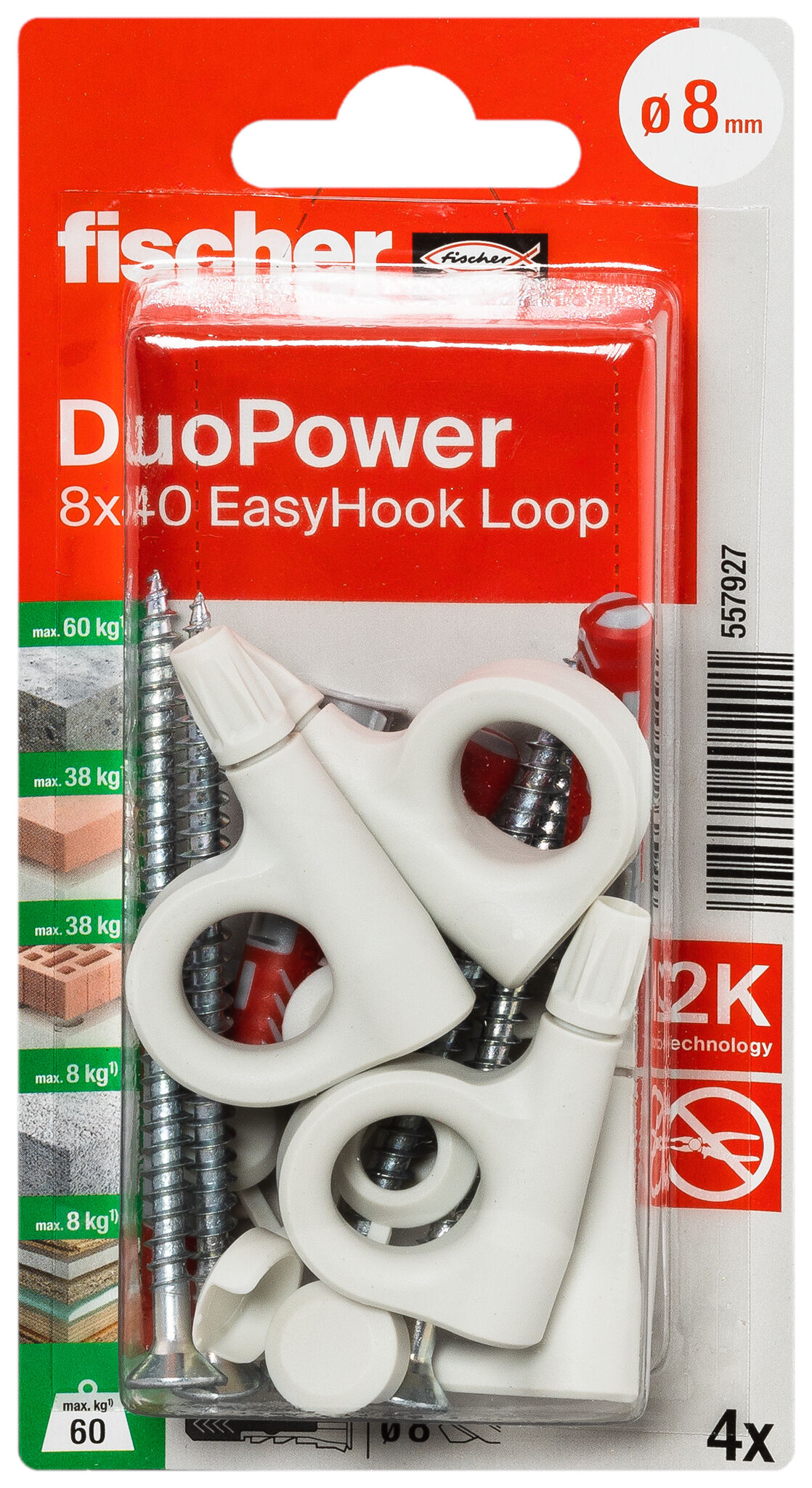 Verpackung: "fischer EasyHook Loop DuoPower 8 x 40 CCW"