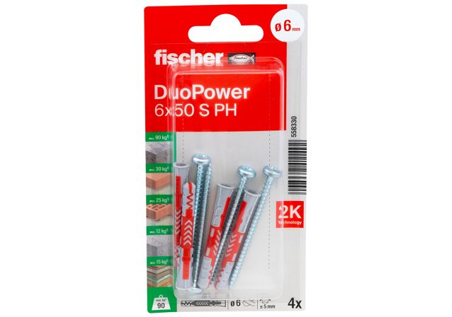Packaging: "fischer DuoPower 6 x 50 S PH"
