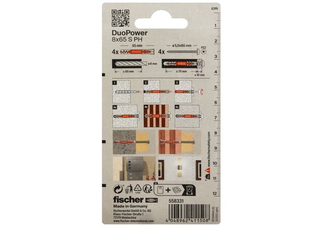 Packaging: "fischer DuoPower 8 x 65 S PH"