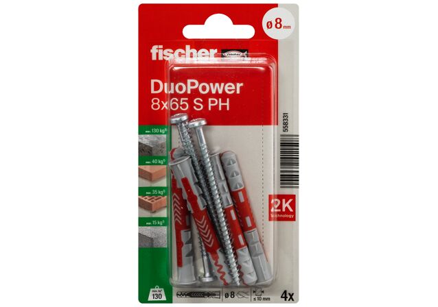 Packaging: "fischer DuoPower 8 x 65 S PH"