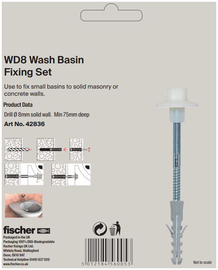 Packaging: "fischer Wash basin and urinal fixing WD 8 x 111"