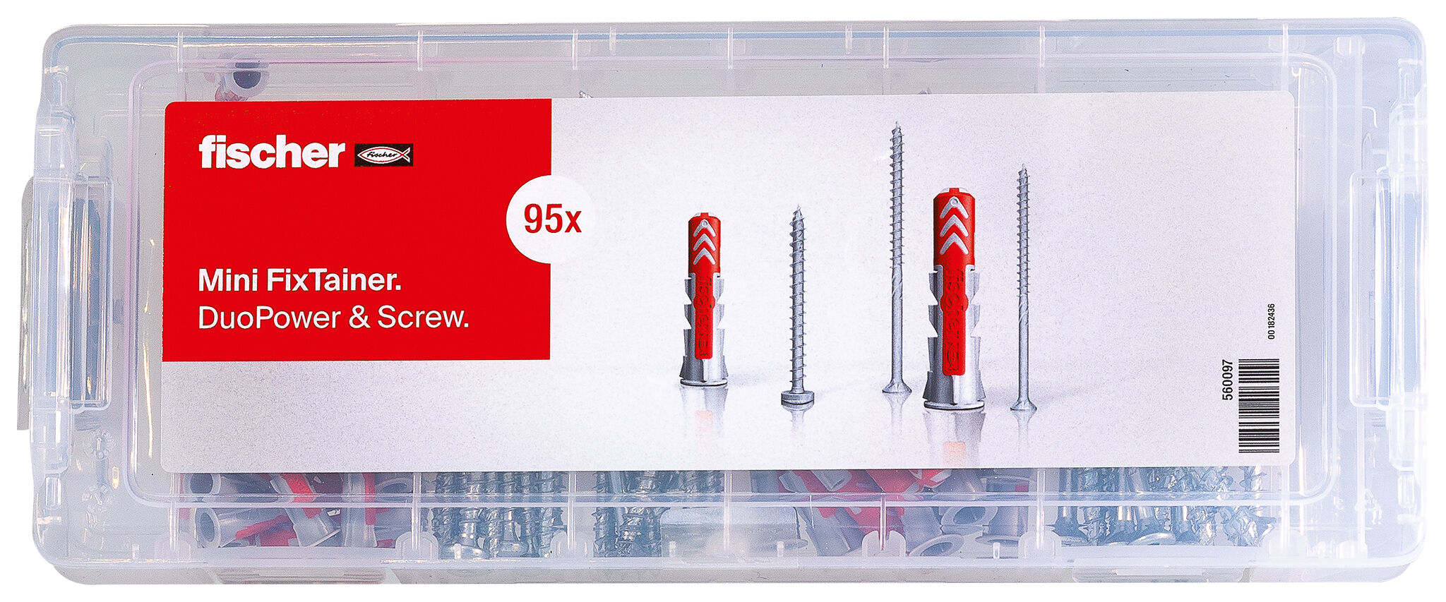 Packaging: "fischer MiniFixTainer DuoPower sähkösinkityillä ruuveilla"
