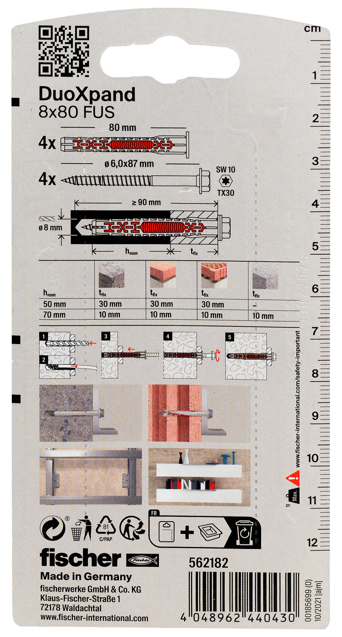 Packaging: "fischer Frame fixing DuoXpand 8 x 80 FUS zinc-plated steel"