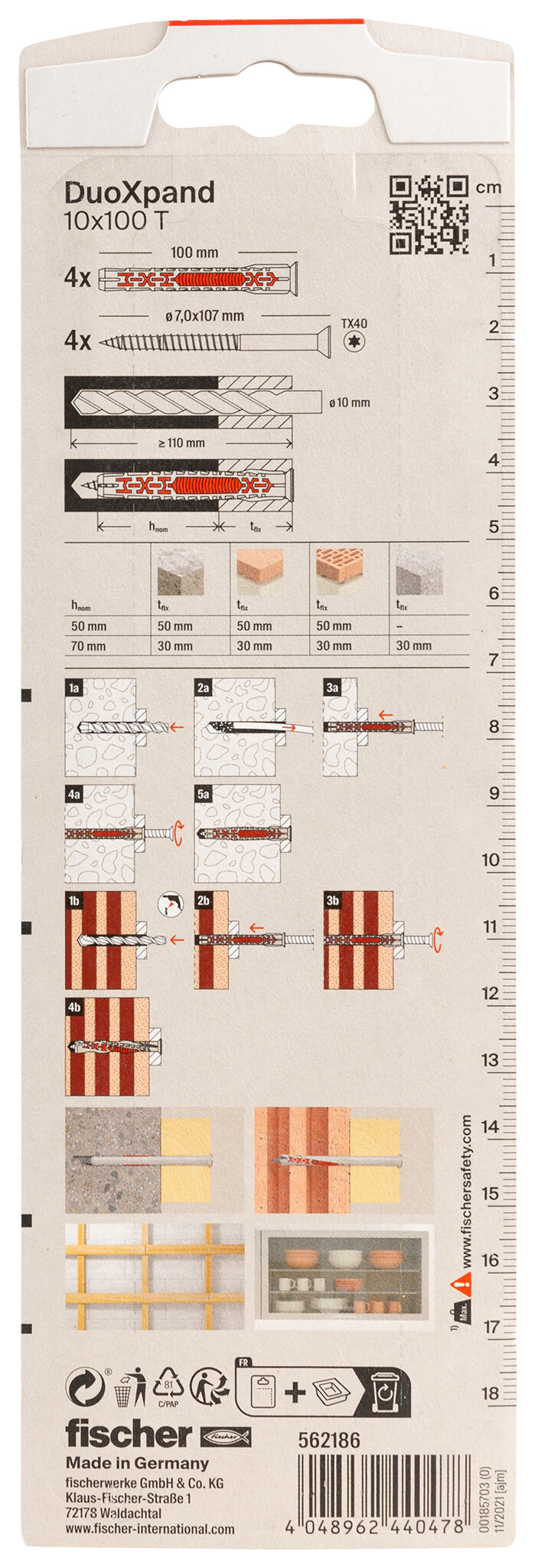 Packaging: "fischer Kehyksenkiinnitin DuoXpand 10 x 100 FUS sinkitty teräs"