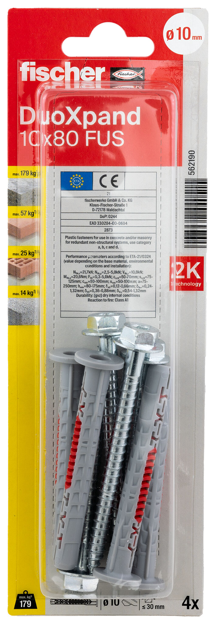 Packaging: "fischer Frame fixing DuoXpand 10 x 80 FUS zinc-plated steel"