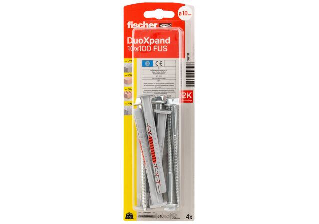 Packaging: "fischer DuoXpand 10x100 FUS Στήριγμα πλαισίων ηλεκτρογαλβανισμένο"