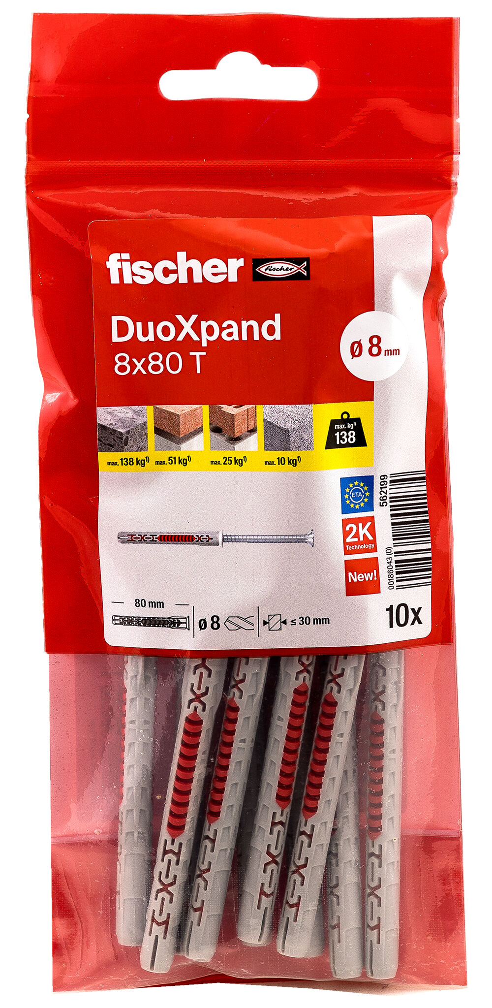 Packaging: "fischer constructieplug DuoXpand 8 x 80 T verzonken kop"