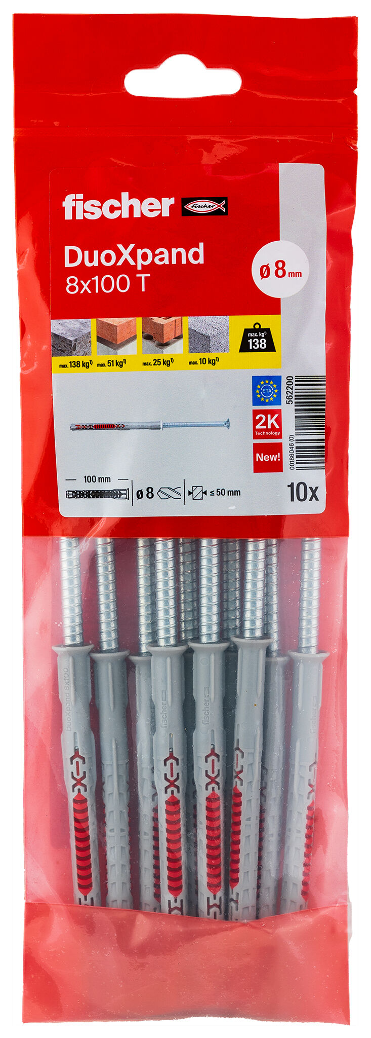Packaging: "fischer constructieplug DuoXpand 8 x 100 T verzonken kop"