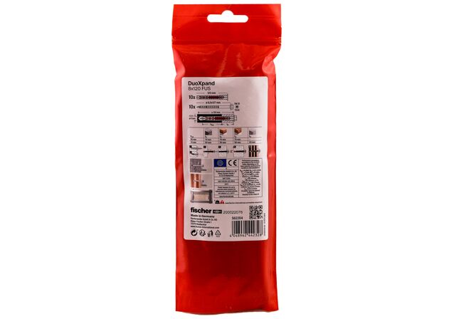Packaging: "fischer constructieplug DuoXpand 8 x 120 FUS elektrolytisch verzinkt staal"