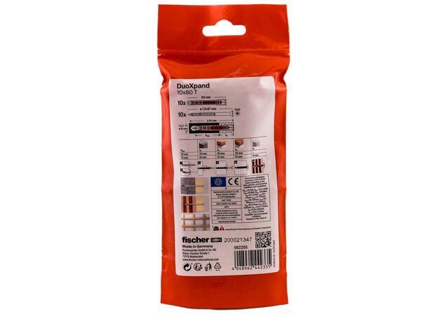 Packaging: "fischer constructieplug DuoXpand 10 x 80 T verzonken kop"