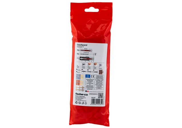 Packaging: "fischer Frame fixing DuoXpand 10 x 120 T zinc-plated steel"