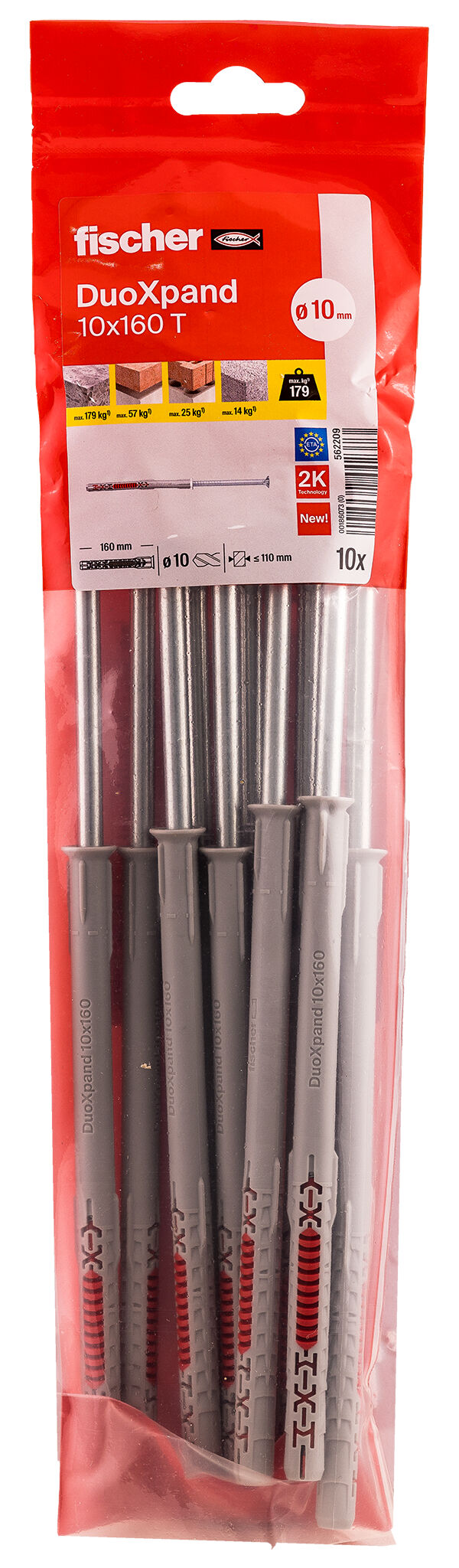 Packaging: "fischer constructieplug DuoXpand 10 x 160 T verzonken kop"