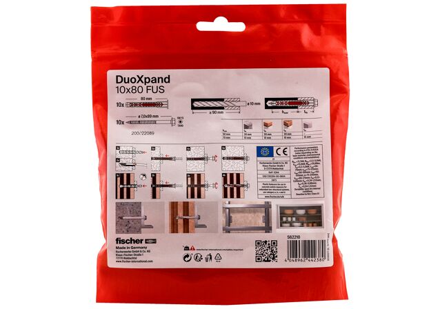 Packaging: "Buchas longas DuoXpand 10x80 FUS B"