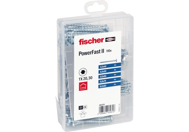 Product Picture: "fischer Profi-Box Vis PowerFast II Tête cylindrique bombée, empreinte TX, zingué blanc, filetage total"