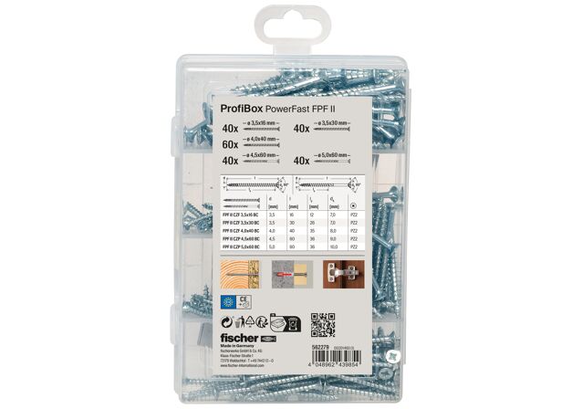 Verpackung: "fischer Meister-Box PowerFast II SK PZ (220 Teile)"