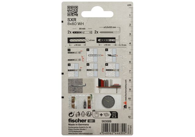 Packaging: "fischer constructieplug SXR 8 x 80 WH winkelhaak"