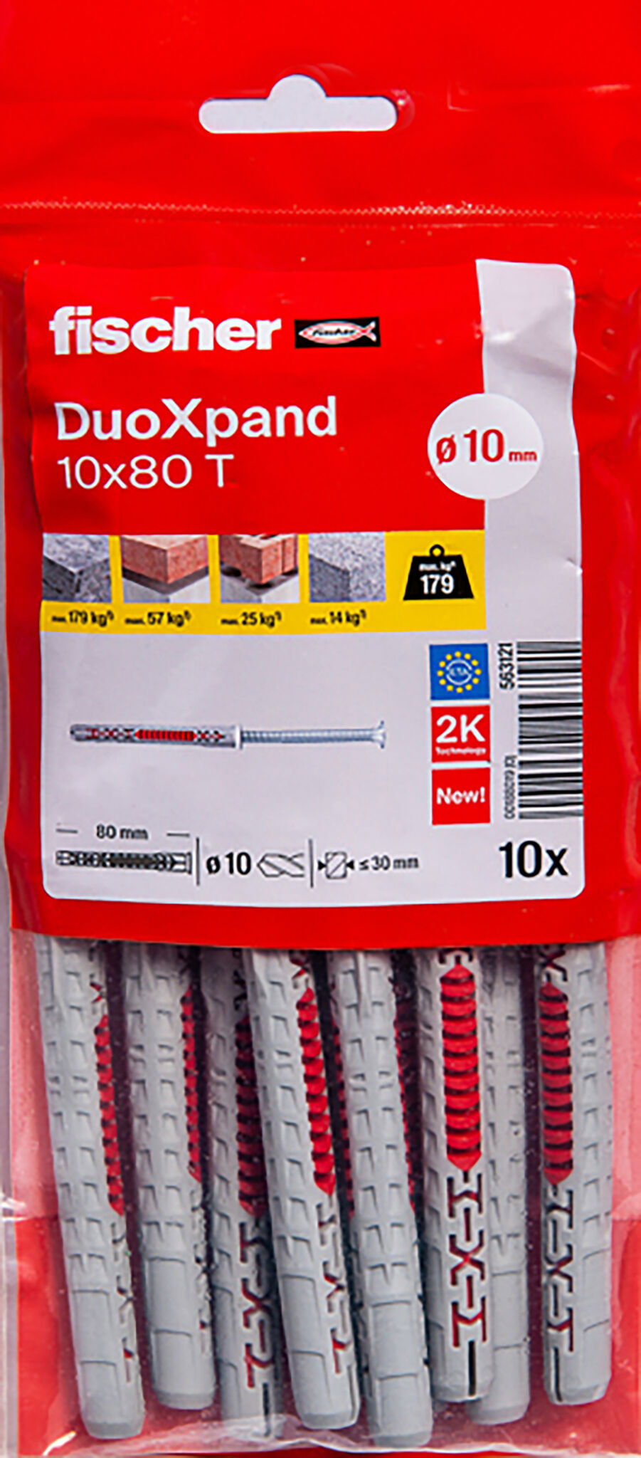 Packaging: "Cheville rallongée DuoXpand 10 x 80 T en acier électrozingué"