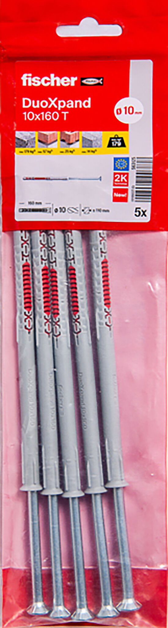 Packaging: "Cheville rallongée DuoXpand 10 x 160 T en acier électrozingué"