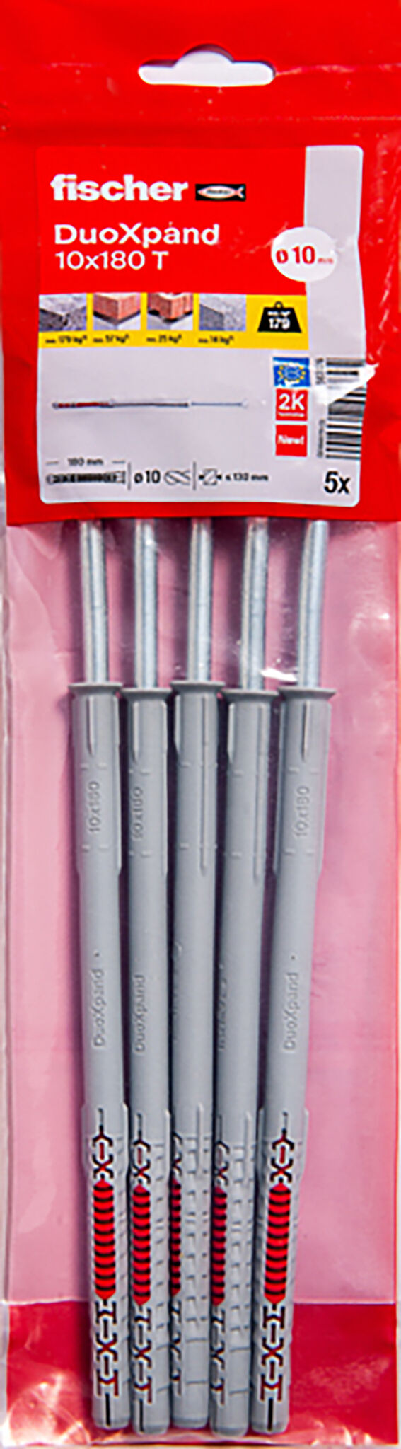 Packaging: "fischer constructieplug DuoXpand 10 x 180 T elektrolytisch verzinkt staal"