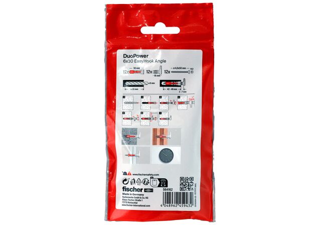 Packaging: "fischer EasyHook Angle DuoPower 6 x 30 PB NV"
