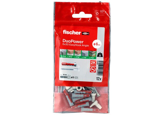 Packaging: "fischer EasyHook Angle DuoPower 6 x 30 PB NV"