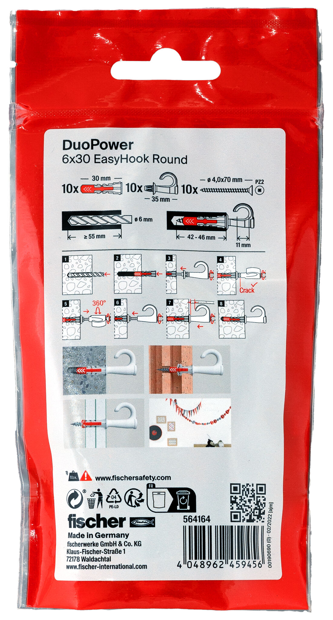 Packaging: "fischer EasyHook Round DuoPower 6x30 PB NV"