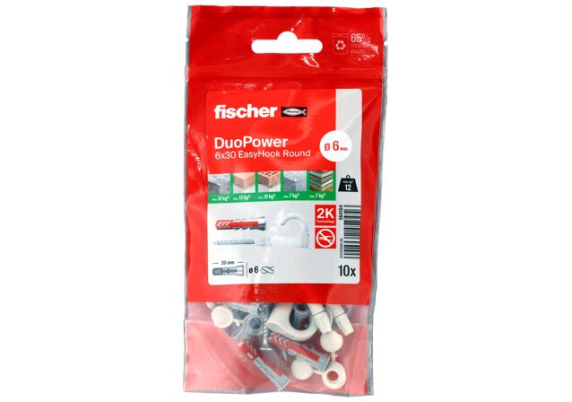 Packaging: "fischer EasyHook Round DuoPower 6 x 30 PB NV"