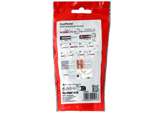 Packaging: "fischer EasyHook Round DuoPower 8x40 PB NV"