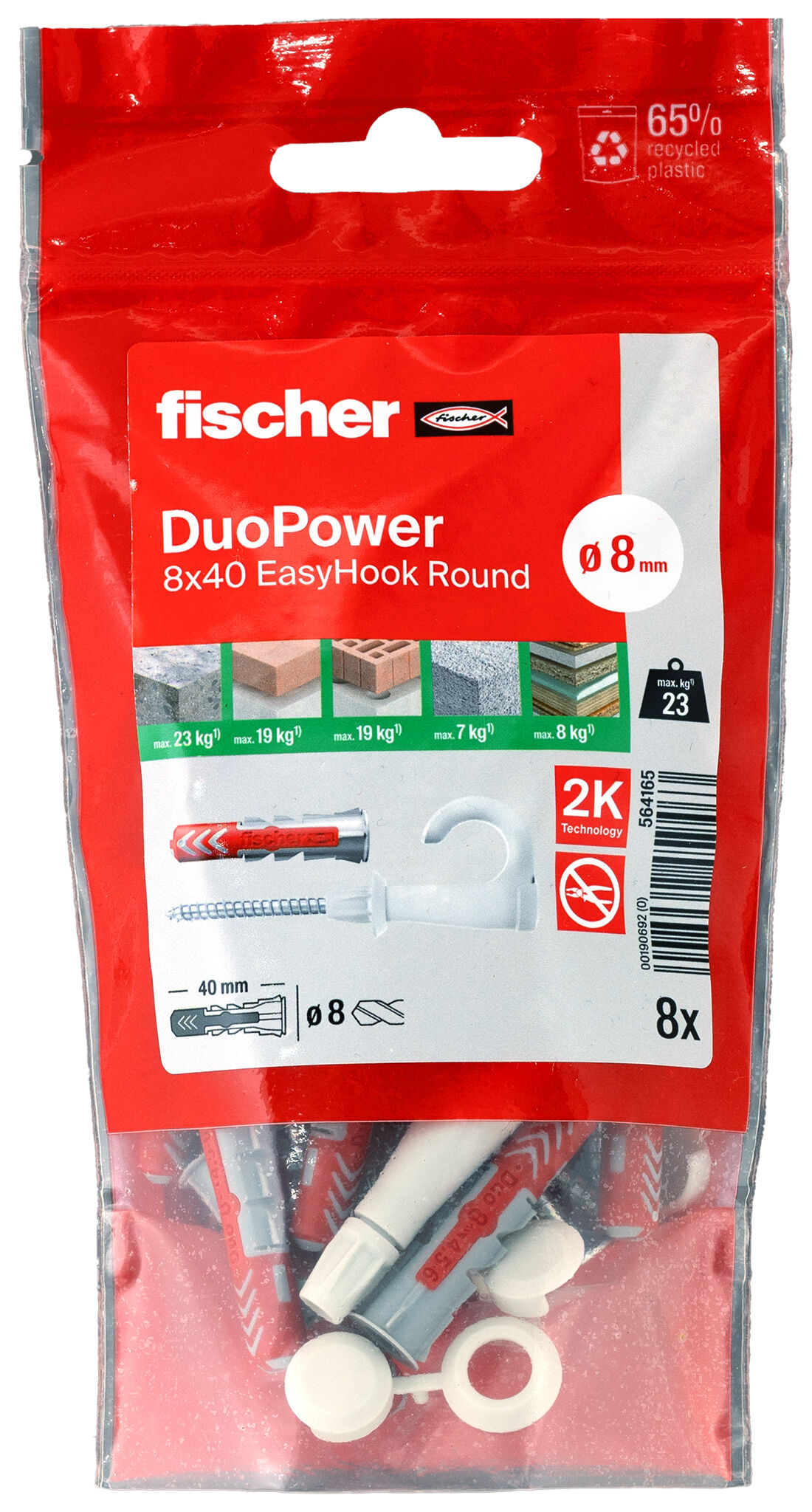 Packaging: "fischer EasyHook Round DuoPower 8 x 40 PB NV"
