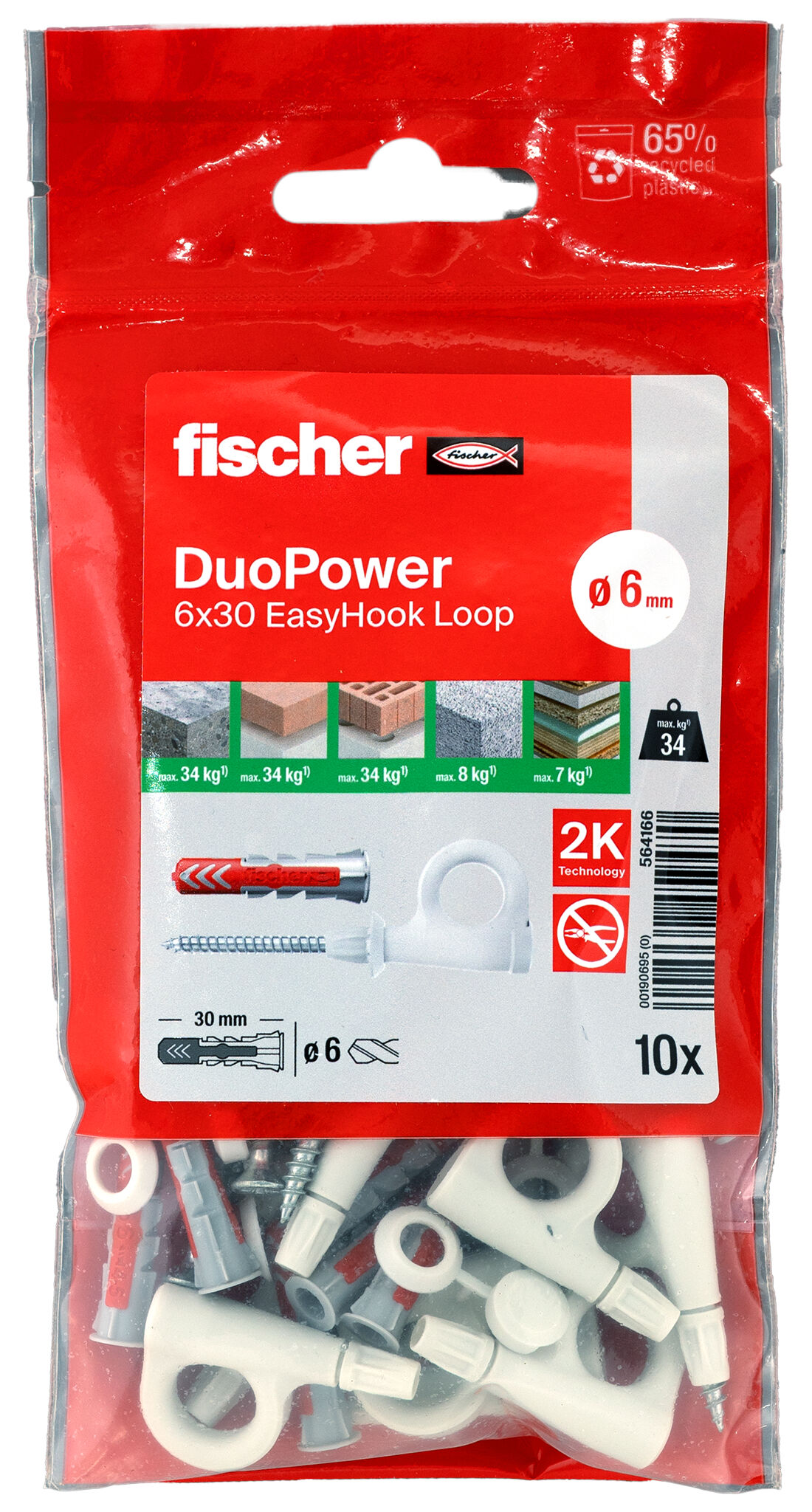 Packaging: "fischer EasyHook Loop DuoPower 6 x 30 PB NV"