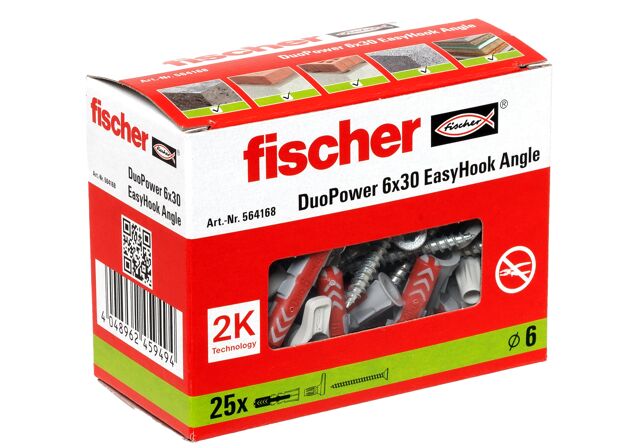 Packaging: "fischer EasyHook Angle DuoPower 6 x 30"