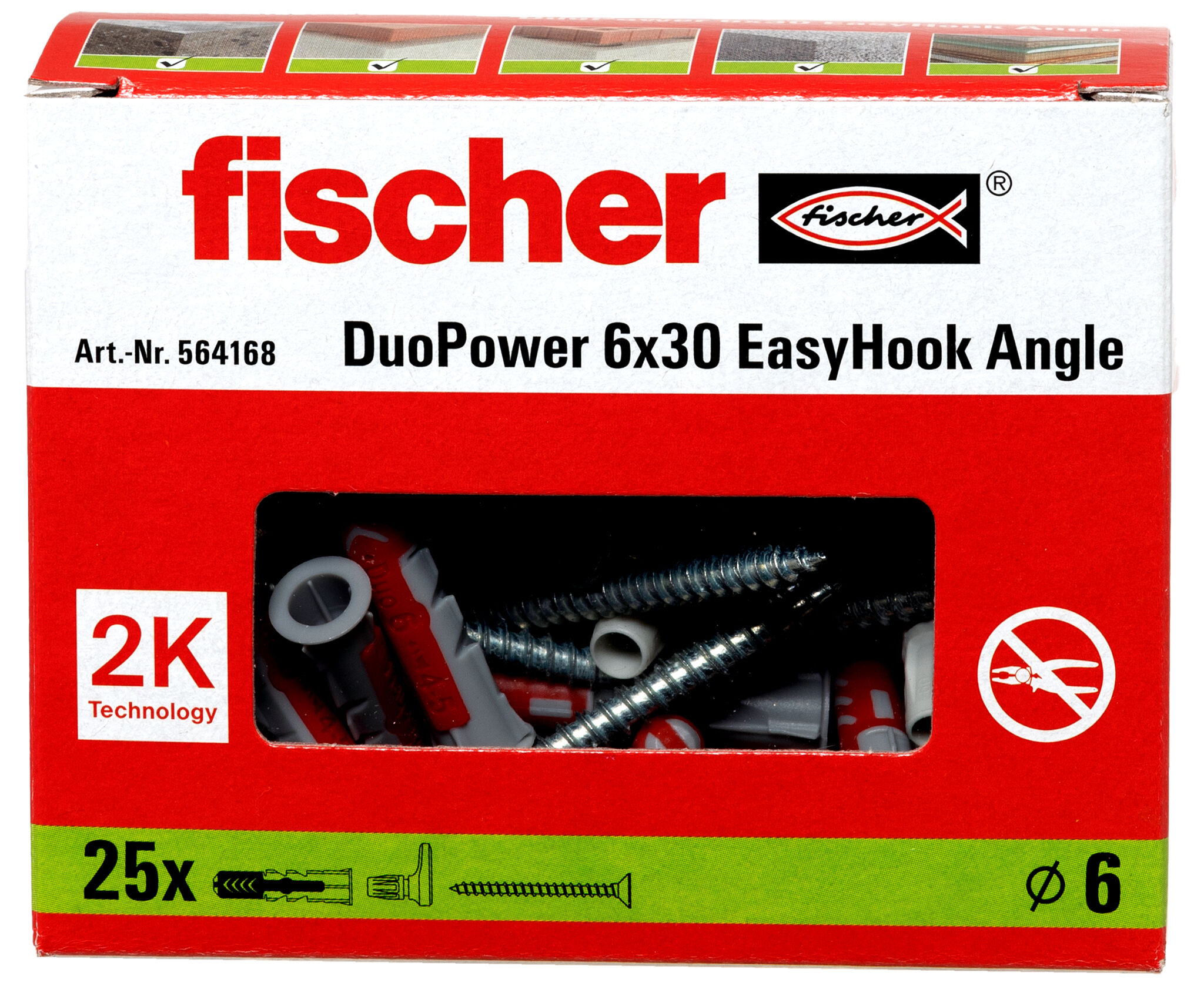 Verpackung: "fischer EasyHook Angle DuoPower 6 x 30"