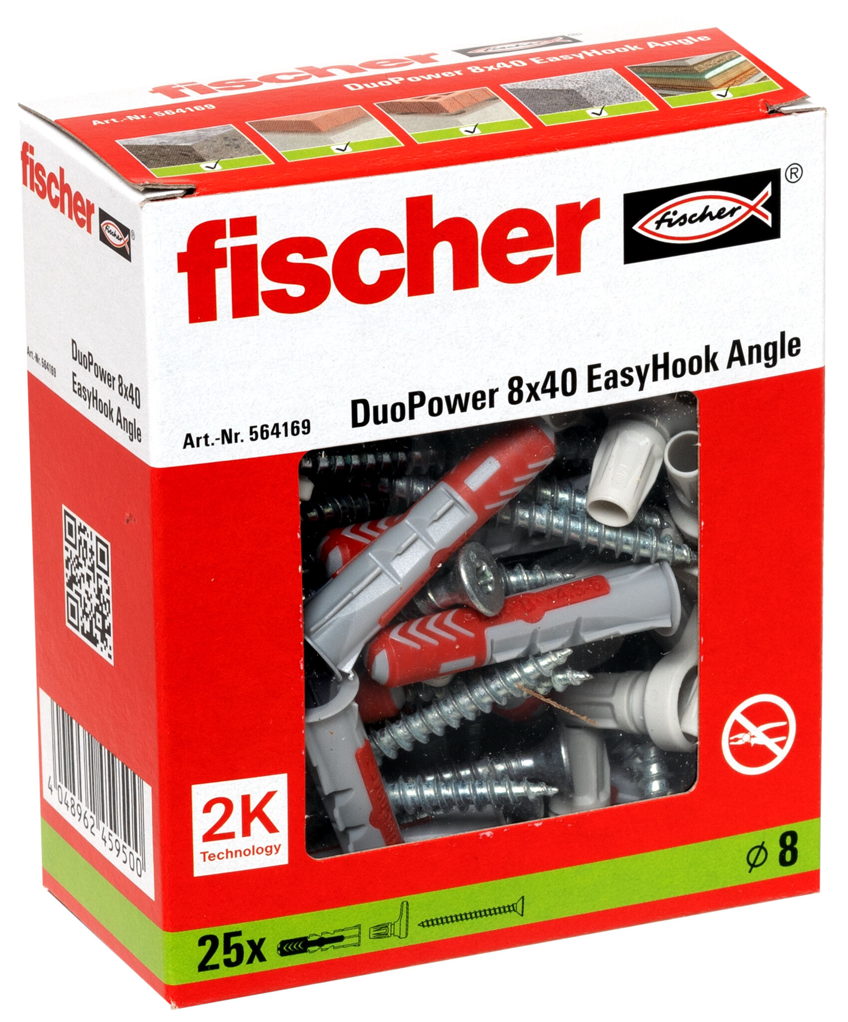 Packaging: "fischer EasyHook Angle DuoPower 8x40"