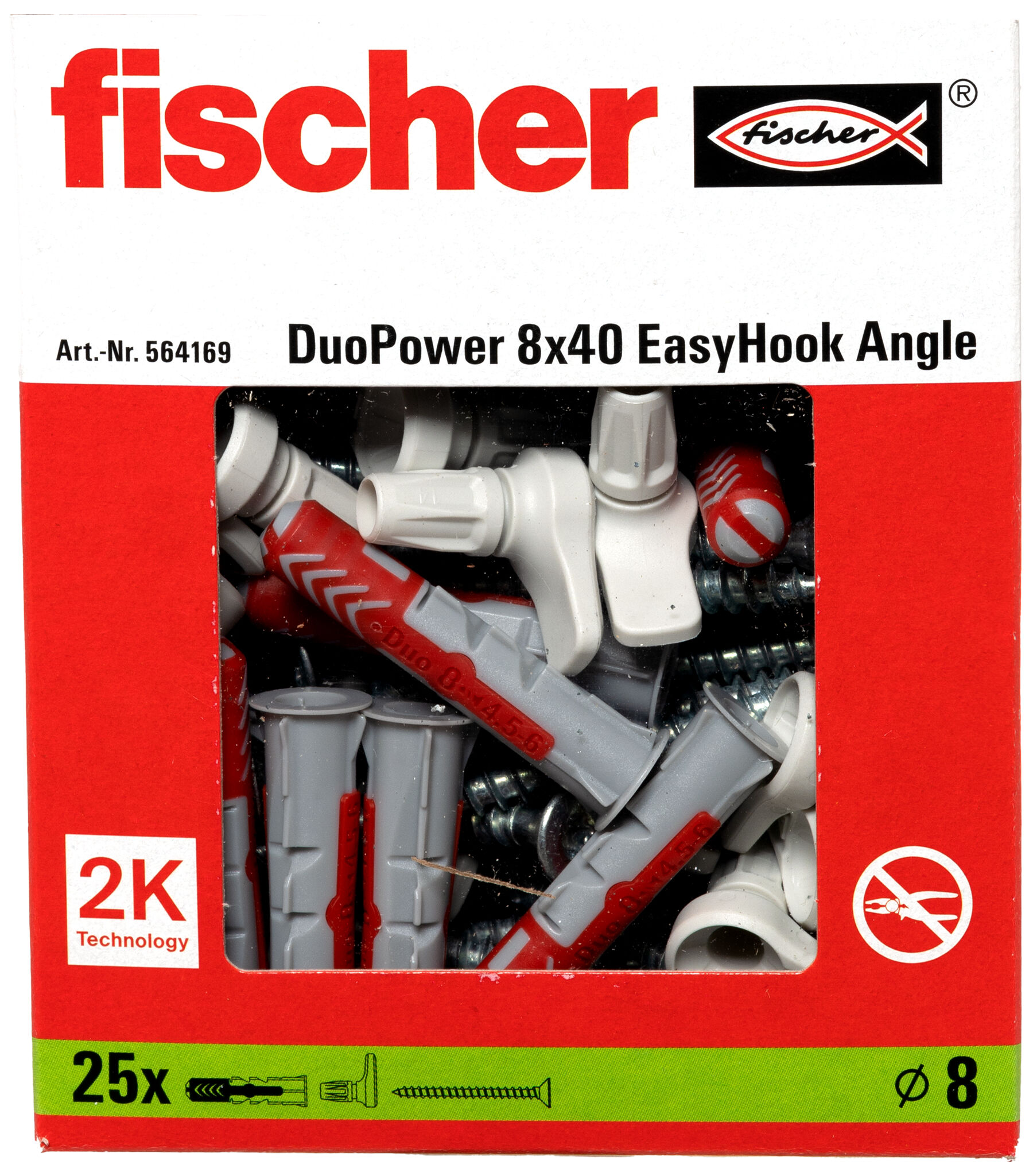 Packaging: "fischer EasyHook Angle DuoPower 8x40"
