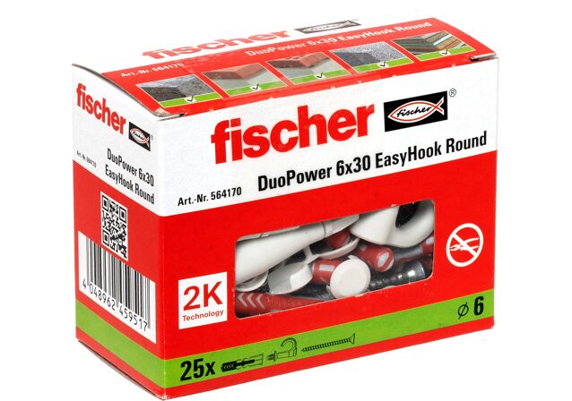 Packaging: "fischer EasyHook Round DuoPower 6 x 30"