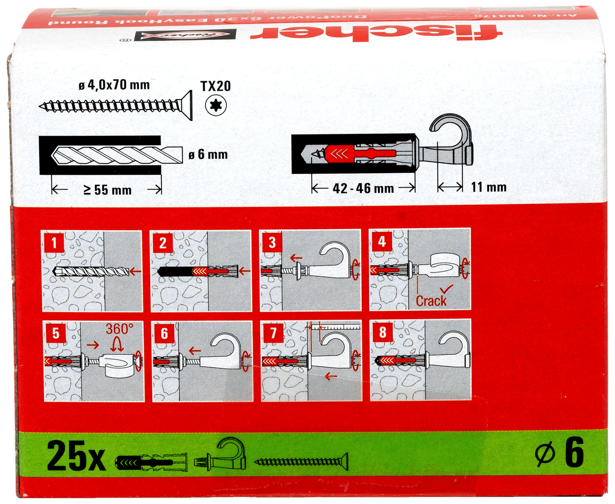 Verpackung: "fischer EasyHook Round DuoPower 6 x 30"