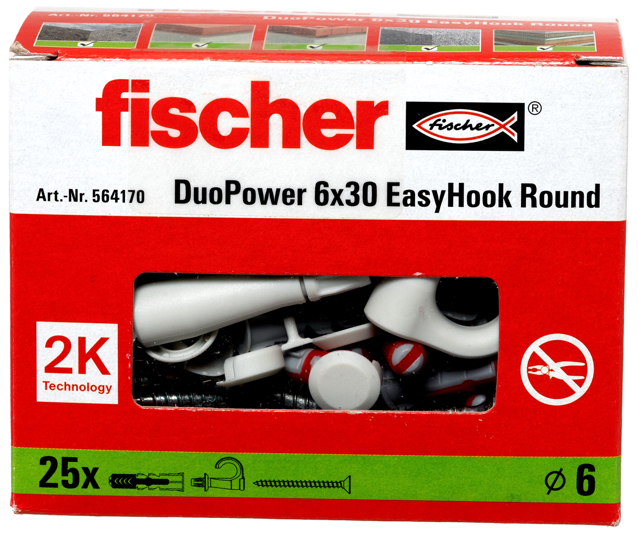 Verpackung: "fischer EasyHook Round DuoPower 6 x 30"