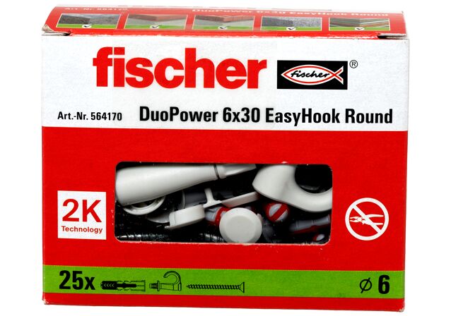 Packaging: "fischer EasyHook Round DuoPower 6 x 30"
