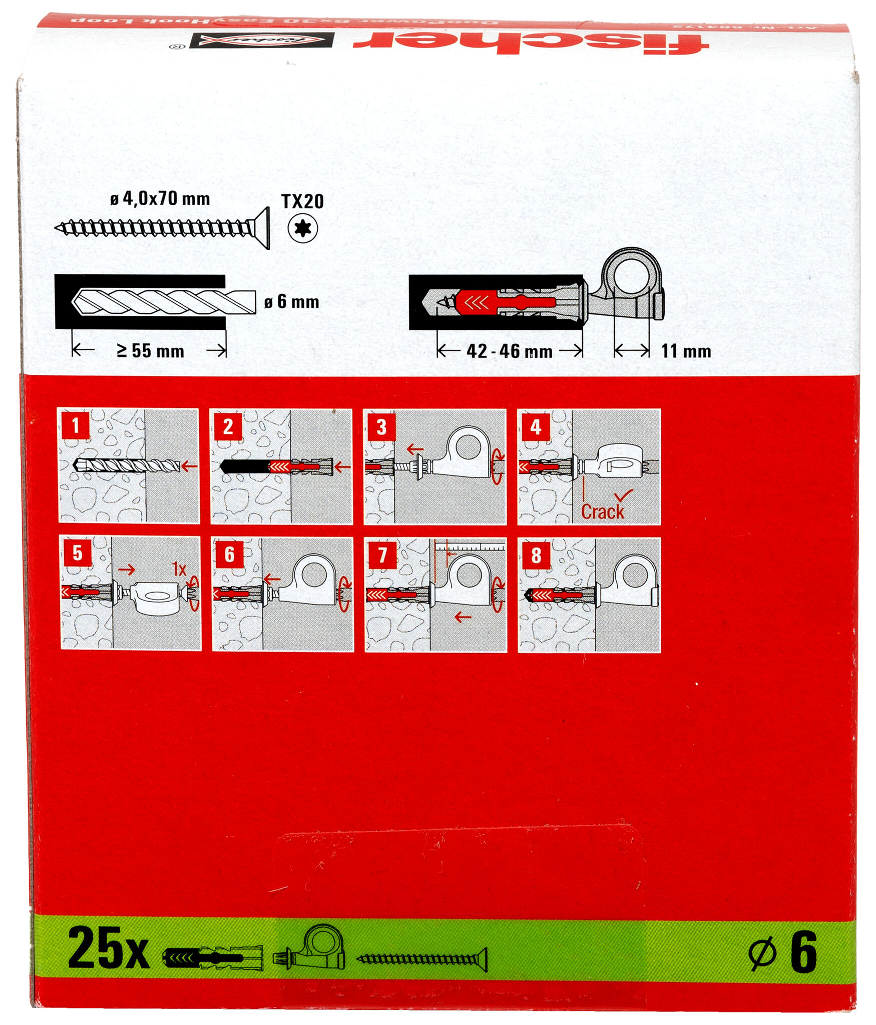 Verpackung: "fischer EasyHook Loop DuoPower 6 x 30"