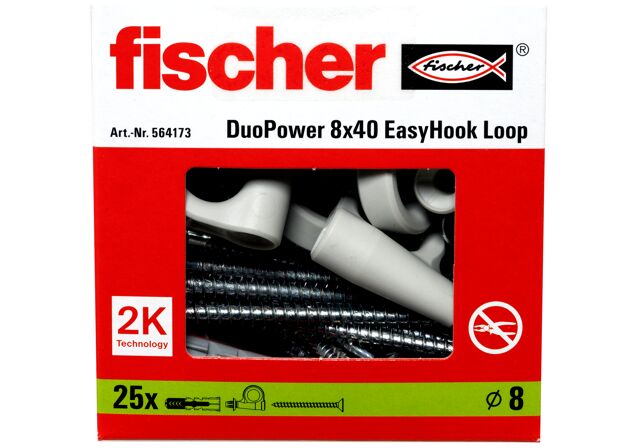 Packaging: "fischer EasyHook Loop DuoPower 8 x 40"