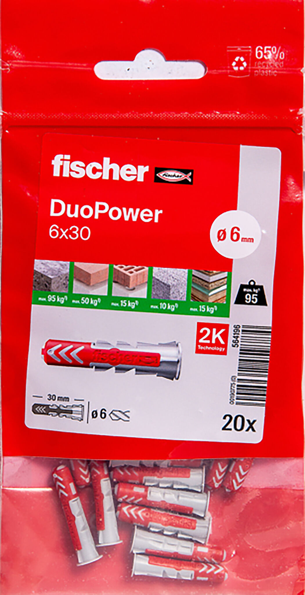 Packaging: "Cheville bi-matière DuoPower 6 x 30 sans vis"