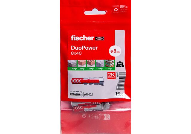 Packaging: "Cheville bi-matière DuoPower 8 x 40 sans vis"