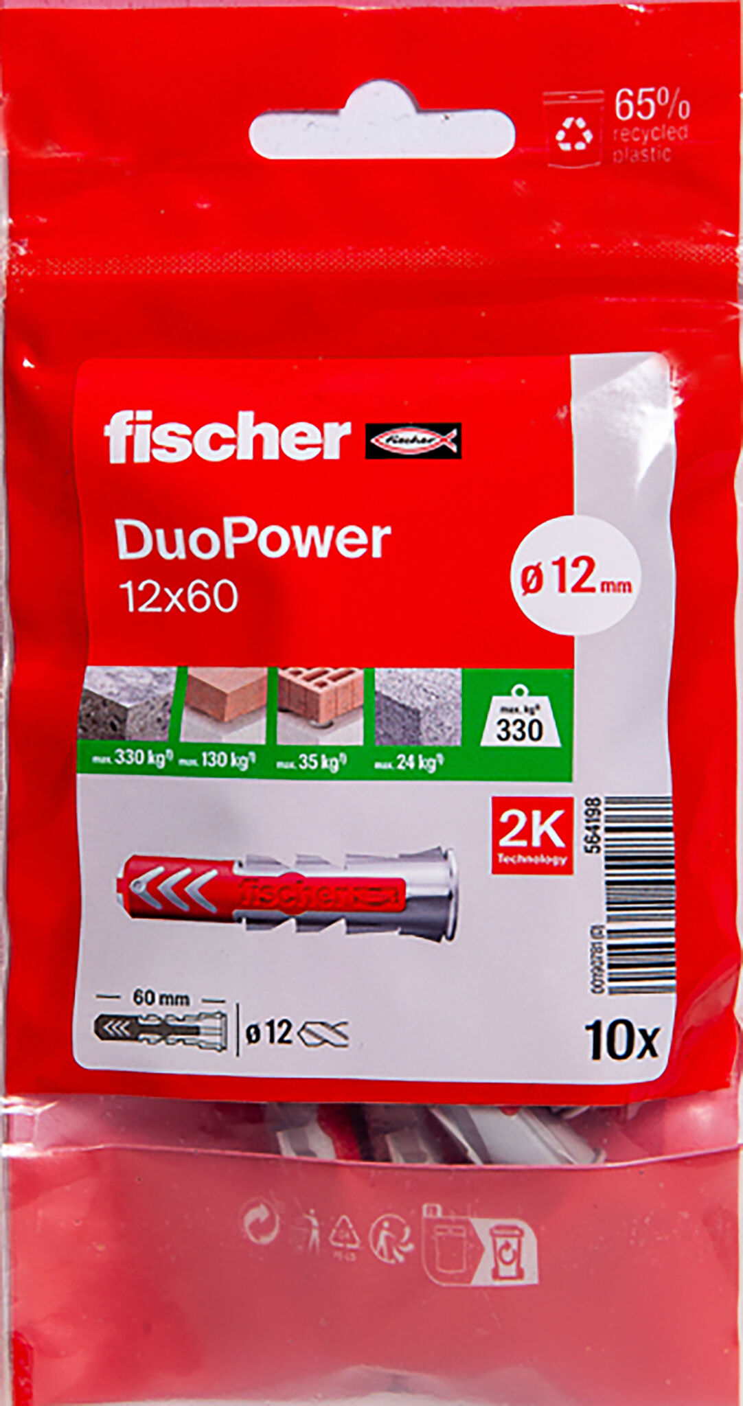 Packaging: "Cheville bi-matière DuoPower 12 x 60 sans vis"