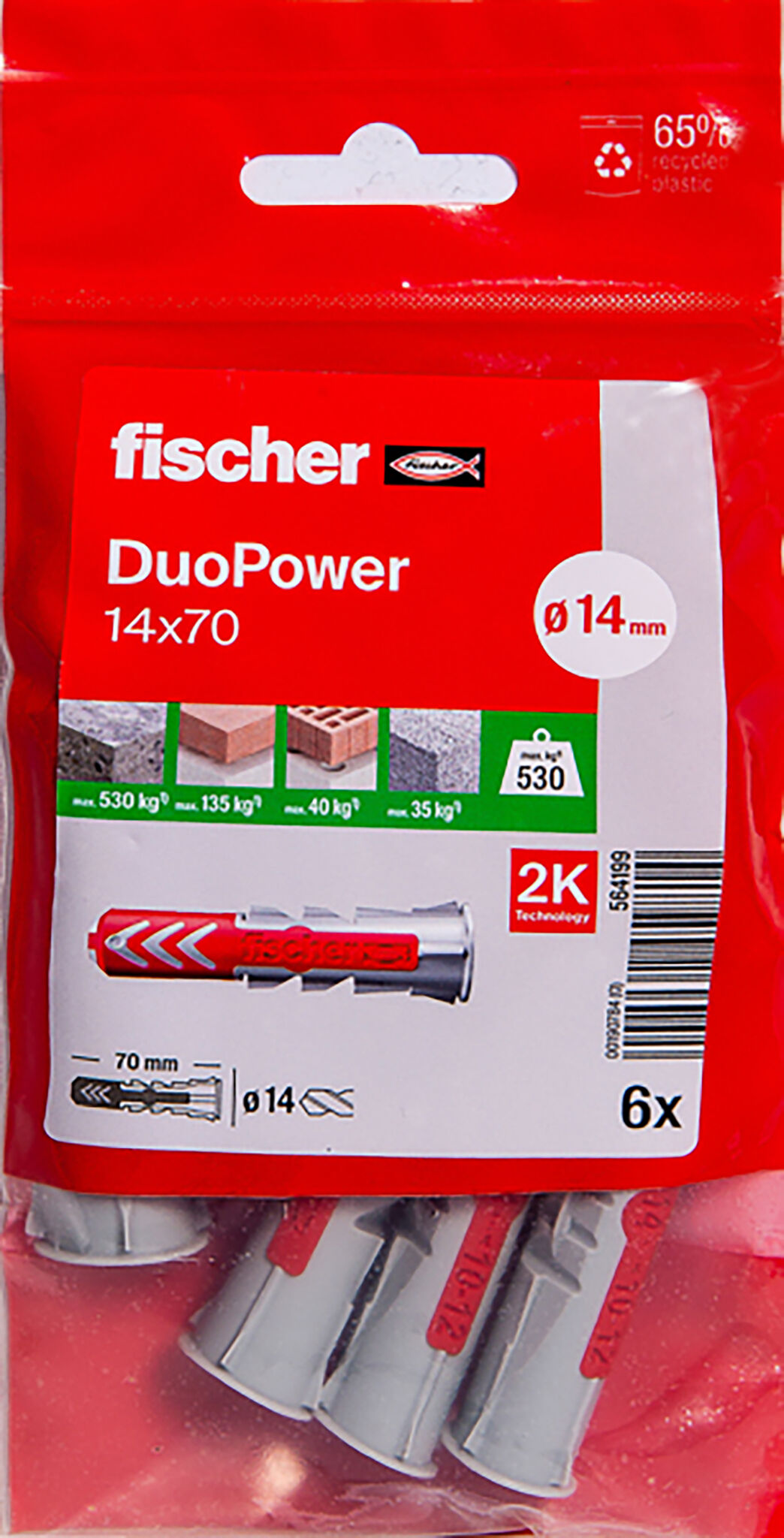 Packaging: "Cheville bi-matière DuoPower 14 x 70 sans vis"