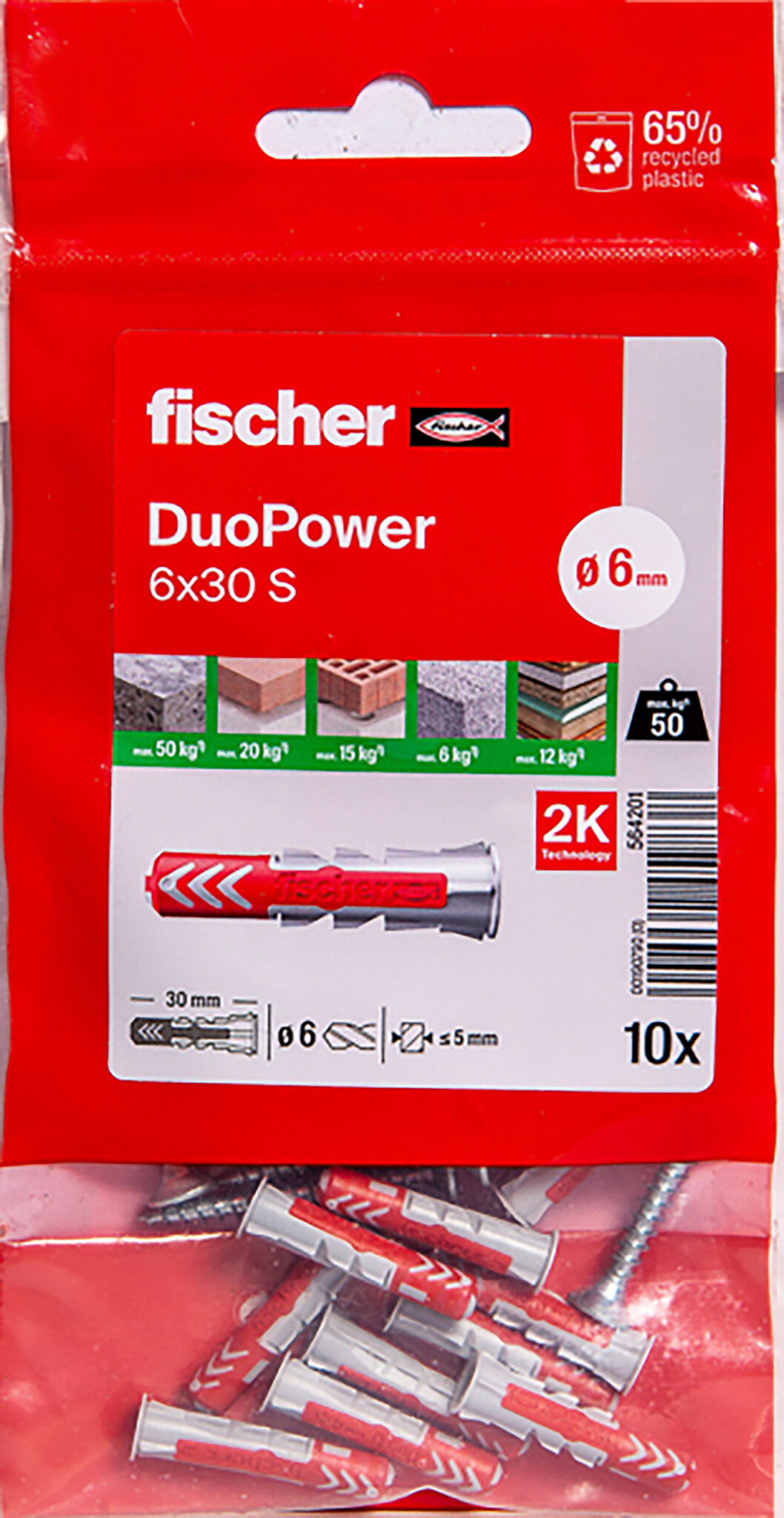 Packaging: "Cheville bi-matière DuoPower 6 x 30 S avec vis"