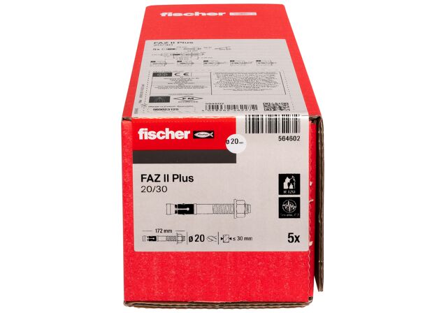 Packaging: "fischer Doorsteekanker FAZ II Plus 20/30 EV elektrolytisch verzinkt staal"