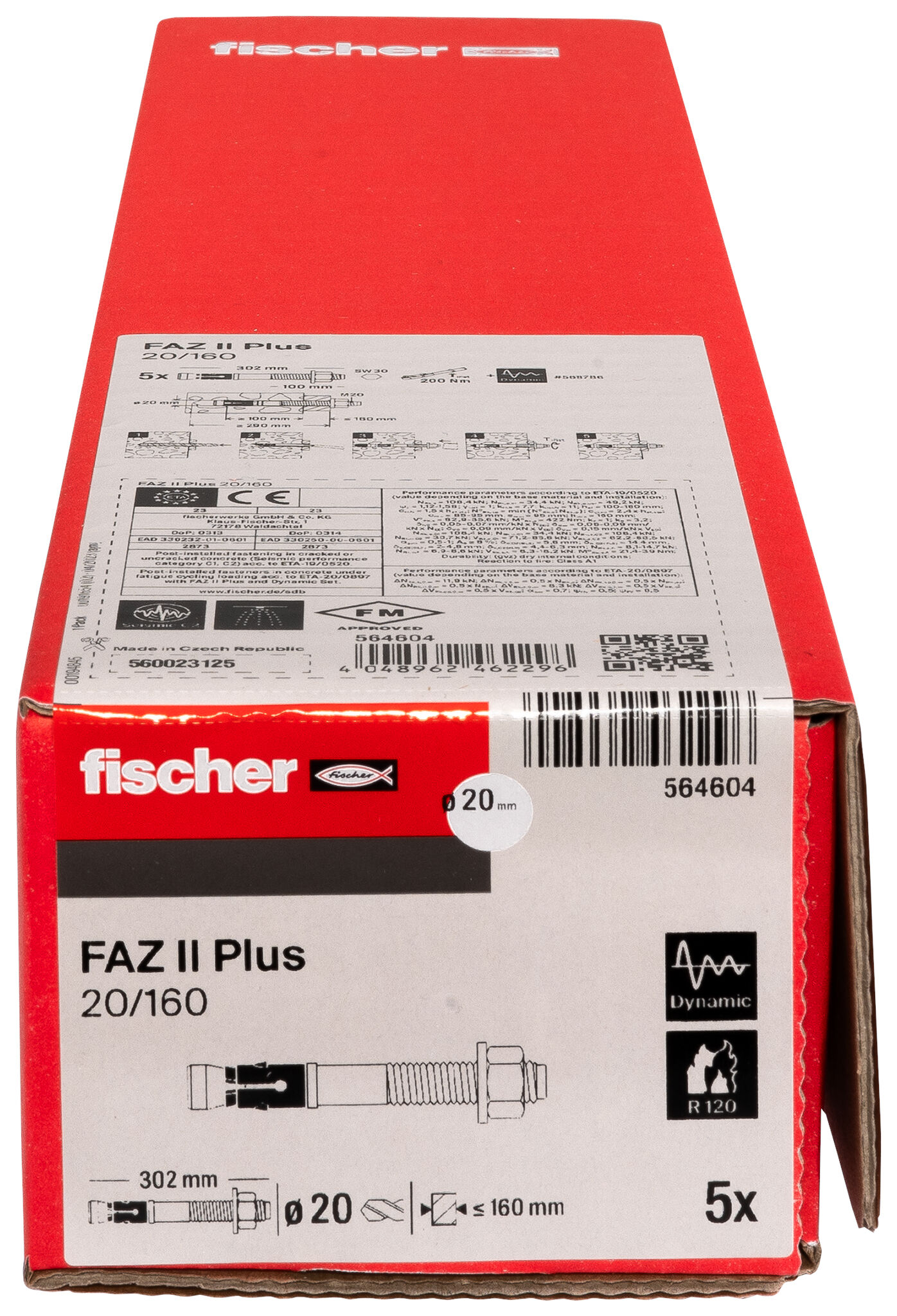 Verpackung: "fischer Bolzenanker FAZ II Plus 20/160 gvz galvanisch verzinkt"